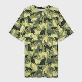 Платье-футболка 3D с принтом Камуфляж из Кошек в Тюмени,  |  | camouflage | cat | kitty | military camouflage | pussy | барсик | военный камуфляж | год кота | год кошки | животное | зверь | камуфляж | киска | кот | котофей | котяра | кошечка | кошка | маскировка | милитари | мурзик