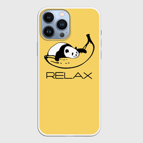 Чехол для iPhone 13 Pro Max с принтом Relax: панда на банане в Тюмени,  |  | banana | bear | hugged | lies | panda | relax | банан | лежит | медведь | обнял | панда