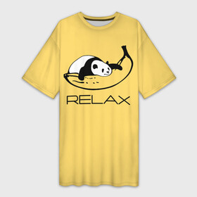 Платье-футболка 3D с принтом Relax: панда на банане в Тюмени,  |  | banana | bear | hugged | lies | panda | relax | банан | лежит | медведь | обнял | панда