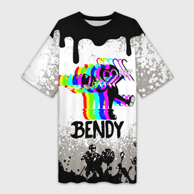Платье-футболка 3D с принтом The dancer  Bendy and the ink machine в Тюмени,  |  | bendy | bendy and the ink machine | бенди | бенди и чернильная машина | большие чудеса | взлёты и падения | движущиеся картинки | последняя бобина | старая песня
