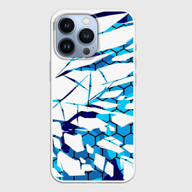 Чехол для iPhone 13 Pro с принтом 3D ВЗРЫВ ПЛИТ Белые и синие осколки в Тюмени,  |  | 3d | 3д | абстракция | осколки | плиты | текстуры