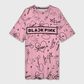 Платье-футболка 3D с принтом BLACKPINK АВТОГРАФЫ РОЗОВЫЙ  PINK в Тюмени,  |  | black  pink | blackpink | ddudu ddudu | jennie | jisoo | kpop | lalisa | lisa | pink | rose | автографы | блекпинк | группа | ддуду ддуду | дженни | джису | корейская группа | кпоп | лисы | розовый | розэ | черный