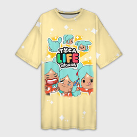 Платье-футболка 3D с принтом Тока Бока персонаж Рита  Toca Boca в Тюмени,  |  | toca boca | детская игра | игра | лого | логотип | персонажи | прикоснуться ко рту | рита | тока бока