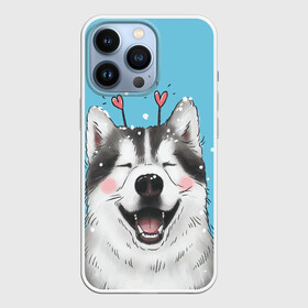 Чехол для iPhone 13 Pro с принтом Веселая хаски в Тюмени,  |  | dog | забавный | зима | сердце | собака | хаски