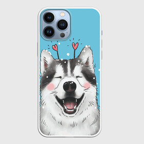 Чехол для iPhone 13 Pro Max с принтом Веселая хаски в Тюмени,  |  | dog | забавный | зима | сердце | собака | хаски