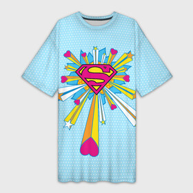 Платье-футболка 3D с принтом Logo The 14th of February Superman в Тюмени,  |  | 14 февраля | statwb | super man | superman | valentine | valentines | валентин | влюблён | влюблённые | день валентина | день влюблённых | любвоная | любовь | мульт | мультики | мультфильм | св валентин | супермен