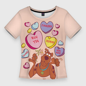 Женская футболка 3D Slim с принтом Scooby Doo  Valentine в Тюмени,  |  | 14 февраля | scooby | scooby doo | statwb | valentine | valentines | валентин | влюблён | влюблённые | день валентина | день влюблённых | любвоная | любовь | мульт | мультики | мультфильм | св валентин | скуби | скуби ду