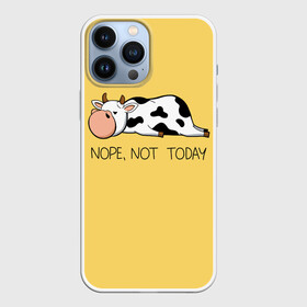 Чехол для iPhone 13 Pro Max с принтом Nope, not today в Тюмени,  |  | bull | joke | lazy cow | lies | nope | not today | rests | бык | лежит | ленивая корова | не сегодня | нет | отдыхает | прикол | шутка