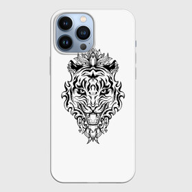 Чехол для iPhone 13 Pro Max с принтом Тигровый оскал в Тюмени,  |  | грозный | зверь | кот | новый год | оскал | портрет | рык | силуэт | тату | тигр | хищник