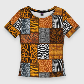Женская футболка 3D Slim с принтом тигр, полосы, 2022 в Тюмени,  |  | 2022 год | в полоску | зебра | зима | змеиный | змея | леопардовый | новогодний | оранжевый | полосатый | пятнистый | с тигром | тигр | тигровый | шкуры животных