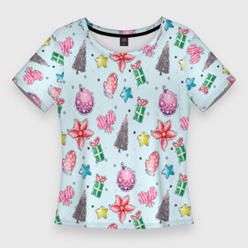 Женская футболка 3D Slim с принтом Рождество 2022 в Тюмени,  |  | Тематика изображения на принте: одежа к рождеству | одежка к рождеству | подарок на рождество | прикол рождество | рождественская одежда | рождество 2022 | счастливого рождества
