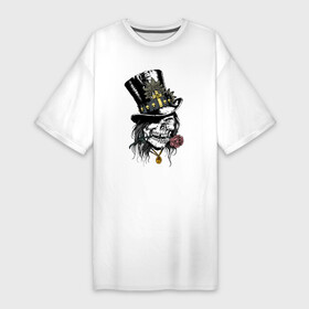 Платье-футболка хлопок с принтом Samdi в Тюмени,  |  | baron samdi | cross | rose | skull | top hat hat | барон самди | крест | цилиндр | череп | шляпа