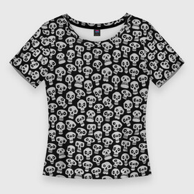 Женская футболка 3D Slim с принтом Funny skulls в Тюмени,  |  | bone | bones | funny | skulls | кости | череп | черепа