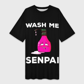 Платье-футболка 3D с принтом WASH ME SENPAI в Тюмени,  |  | ahegao | anime | covey | culture | kawai | kowai | manga | oppai | otaku | sempai | senpai | sugoi | trend | waifu | yandere | аниме | ахегао | вайфу | ковай | манга | отаку | семпай | сенпай | тренд | х