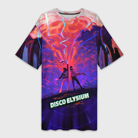 Платье-футболка 3D с принтом Disco art в Тюмени,  |  | disco elysium | game | games | диско элизиум | игра | игры