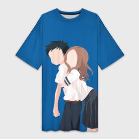 Платье-футболка 3D с принтом Такаги и Нишиката в Тюмени,  |  | anime | karakai jouzu no takagisan | аниме | анимэ | озорная такаги