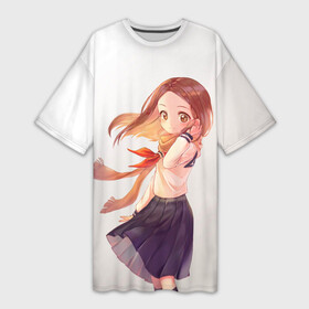 Платье-футболка 3D с принтом Красотка Такаги в Тюмени,  |  | anime | karakai jouzu no takagisan | аниме | анимэ | озорная такаги