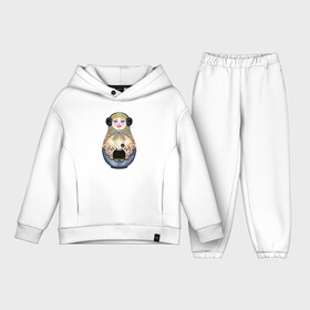Детский костюм хлопок Oversize с принтом Современная матрешка в Тюмени,  |  | губы | матрешка | модная | платок | россия | символ | современная | сумочка | тренд | часы
