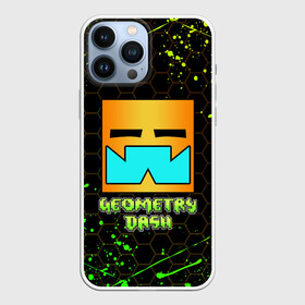 Чехол для iPhone 13 Pro Max с принтом GEOMETRY DASH CLASSIC LEVEL, БРЫЗГИ КРАСОК в Тюмени,  |  | Тематика изображения на принте: 2d | arcade | demon | game | geometry | geometry dash | hexagon | levels | meltdown | robtop | smile | аркада | брызги | брызги красок | гексагон | геометрический тире | геометрия | демон | классика | классический уровень смайл | краски