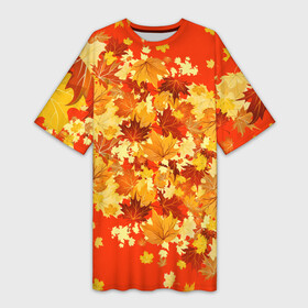 Платье-футболка 3D с принтом Кленовый листопад в Тюмени,  |  | autumn | bright colors | falling leaves | golden | leaves | maple | nature | золотая | клён | листопад | листья | осень | природа | яркие цвета