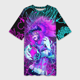 Платье-футболка 3D с принтом KDA NEON DRAGON LEAGUE OF LEGENDS, НЕОНОВЫЕ БРЫЗГИ в Тюмени,  |  | akali | arcane | fan | fan art | hero | japan | jinx | kda | kda mask | league of legends | lol | moba | neon | neon colors | neon dragons | paints | samurai | акали | аркейн | брызги | герой | джинкс | дракон | кда | краски | лига легенд | лол