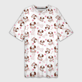 Платье-футболка 3D с принтом милые щенята в Тюмени,  |  | Тематика изображения на принте: пес | собака | собачки | щенок | щенята