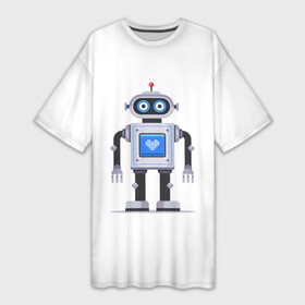 Платье-футболка 3D с принтом игрушечный милый робот с экраном в Тюмени,  |  | валентин | глаза | графический | гуманоид | детка | детский | железо | за работой | здоровье | игрушка | изолированный | инновации | инте | искусственный | контролировать | люблю | механический