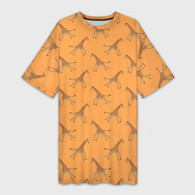 Платье-футболка 3D с принтом Жирафы паттерн в Тюмени,  |  | giraffa | pattern | африка | африканские животные | бегущий жираф | жара | жираф | жирафы | зной | зоопарк | крупные звери | парнокопытное | паттерн