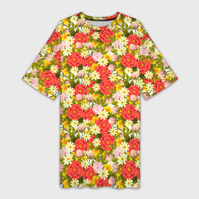 Платье-футболка 3D с принтом Красочный Цветочный Фон в Тюмени,  |  | 8 марта | аромат | афродита | букет | весна | влюбленность | жена | женский день | запах | красота | кувшинки | купид | ландшафтный дизайнер | лилии | лотос | луг | любовь | мама | подарок девушке