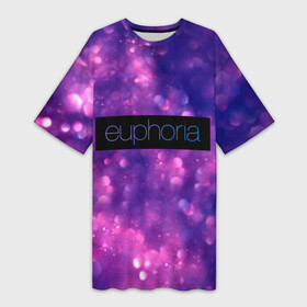 Платье-футболка 3D с принтом сериал Euphoria  фиолетовый фон в Тюмени,  |  | zendaya | блестки | гламур | глиттер | зендея | космос | ру беннетт | сериал euphoria | фиолетовый фон | эйфория