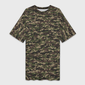 Платье-футболка 3D с принтом Камуфляж Вязаный (лесной) в Тюмени,  |  | camouflage | military | армия | боец | ввс | вдв | вмф | военный камуфляж | воин | война | гру | десантник | дшб | камуфляж | кгб | маскировка | масхалат | мвд | милитари | мчс | омон | охота | охрана | патриот | пво
