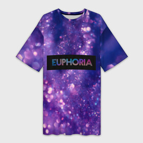 Платье-футболка 3D с принтом сериал Euphoria  блестки в Тюмени,  |  | zendaya | блестки | глиттер | зендея | ру беннетт | сериал euphoria | фиолетовый фон | эйфория
