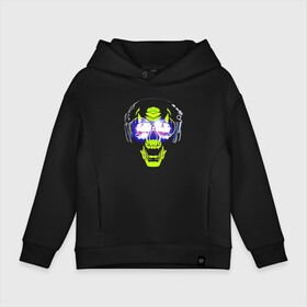 Детское худи Oversize хлопок с принтом Neon skull   music lover в Тюмени, френч-терри — 70% хлопок, 30% полиэстер. Мягкий теплый начес внутри —100% хлопок | боковые карманы, эластичные манжеты и нижняя кромка, капюшон на магнитной кнопке | headphones | hype | jaw | music | music lover | neon | skull | teeth | зубы | меломан | музыка | наушники | неон | пасть | хайп | череп