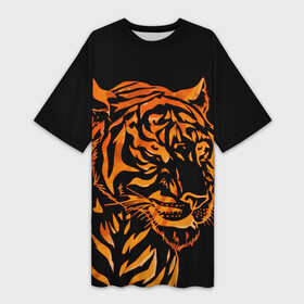 Платье-футболка 3D с принтом Огненный Еигр  Fire Еiger  Пламя в Тюмени,  |  | 2022 | amur tiger | beast | fangs | happy new year | merry christmas | new year | predator | snow | stars | stern grin | stern look | winter | year of the tiger | амурский тигр | год тигра | зверь | зима | клыки | новый год | снег | суровый взгл