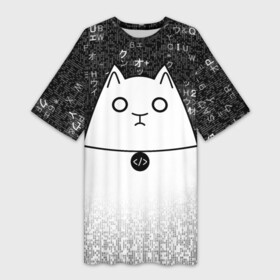 Платье-футболка 3D с принтом КОТ МОРФЕУС в Тюмени,  |  | айтишник | кот айтишник | кот в матрице | кот морфеус | кот программист | матрица | морфеус | подарок программисту | программист | я программист