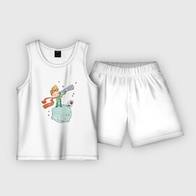 Детская пижама с шортами хлопок с принтом обратная сторона луны в Тюмени,  |  | лисенок | маленький принц | обратная сторона луны | роза | шарфик | шипы | экзюпери