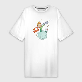 Платье-футболка хлопок с принтом обратная сторона луны в Тюмени,  |  | Тематика изображения на принте: лисенок | маленький принц | обратная сторона луны | роза | шарфик | шипы | экзюпери