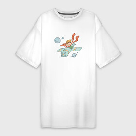 Платье-футболка хлопок с принтом Мечтатель летчик в Тюмени,  |  | Тематика изображения на принте: лисенок | маленький принц | обратная сторона луны | роза | шарфик | шипы | экзюпери