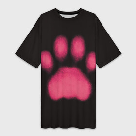 Платье-футболка 3D с принтом След кошки в Тюмени,  |  | кот | кошачья | кошачья лапа | кошачья лапка | кошка | лапа | лапка | отпечаток лапы | подушечки | след