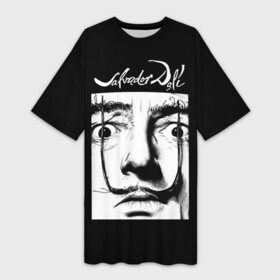 Платье-футболка 3D с принтом Salvador Dali  vertical mustache в Тюмени,  |  | art | artist | autograph | crazy look | painting | portrait | salvador dali | surrealist | vertical mustache | автограф | вертикальные усы | живопись | искусство | портрет | сальвадор дали | сумасшедший взгляд | сюрреалист | художник