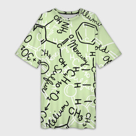 Платье-футболка 3D с принтом Химические соединения в Тюмени,  |  | science | вещества | наука | студент | студенты | уравнения | ученые | формула | формулы | химик | химики | химия