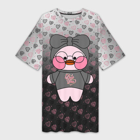 Платье-футболка 3D с принтом ЛАЛАФАНФАН  Розовый Утенок  LALAFANFAN  Pink Duck в Тюмени,  |  | duck | heart | kawaii | lalafanfan | love | игрушка | кавай | лалафанфан | любовь | милый | плюшевый | сердце | утенок | утка