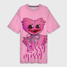 Платье-футболка 3D с принтом Pink Kissy Missy в Тюмени,  |  | kissy | kissy missy | missy | poppy playtime | игра | киси | киси миси | кисси мисси | кукла | миси | монстр | плэйтайм | попи плей тайм | попи плэй тайм | попиплейтам | попиплэйтайм | поппи плейтайм | поппиплэйтайм