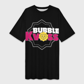 Платье-футболка 3D с принтом Bubble Kvass  emblem в Тюмени,  |  | computer game | meme | memes | mobile | parody | бабл квас | компьютерная игра | мемная | мемы | мобильная | пародия