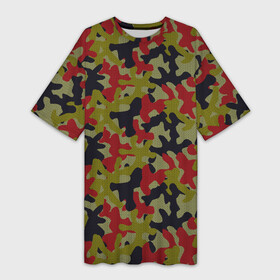 Платье-футболка 3D с принтом Модный Цветной Камуфляж в Тюмени,  |  | camouflage | military | армия | боец | ввс | вдв | вмф | военный камуфляж | воин | война | гру | десантник | дшб | камуфляж | кгб | маскировка | масхалат | мвд | милитари | мчс | омон | охота | охрана | патриот | пво