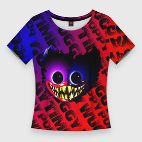 Женская футболка 3D Slim с принтом Хаги Ваги Топ в Тюмени,  |  | huggy monster run | wuggy | жесть | зубы | игра | ночь | хоррор