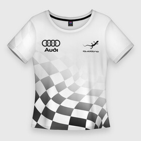 Женская футболка 3D Slim с принтом Audi Quattro, Ауди Кватро, Финишный флаг в Тюмени,  |  | audi | auto | quattro | авто | автомобиль | ауди | кватро | куатро | марка | машина