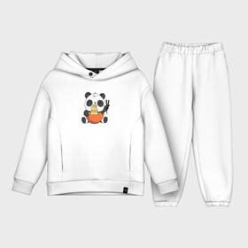 Детский костюм хлопок Oversize с принтом Cute Panda Eating Ramen в Тюмени,  |  | anime | food | kawaii | аниме | еда | звери | китай | лапша | милый | мимими | панда | рамен | япония