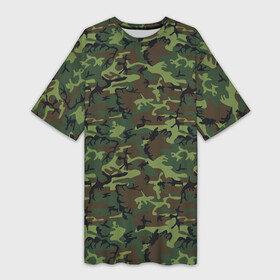 Платье-футболка 3D с принтом Камуфляж Нато Вудленд (woodland) в Тюмени,  |  | camouflage | military | армия | боец | ввс | вдв | вмф | военный камуфляж | воин | война | гру | десантник | дшб | камуфляж | кгб | маскировка | масхалат | мвд | милитари | мчс | омон | охота | охрана | патриот | пво