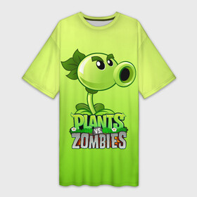 Платье-футболка 3D с принтом Plants vs. Zombies  Горохострел в Тюмени,  |  | Тематика изображения на принте: plants vs zombies | горохострел | зомби | игра | компьютерная игра | против | растения | растения против зомби